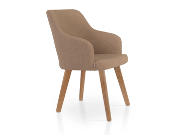 PARADISE OAK - Leather chair with armrests by 5A Design - view 2